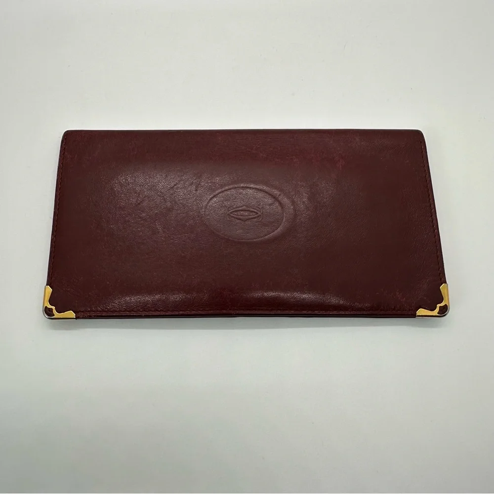 Cartier | Must Have Red Gold Plated Corners Long Bill Wallet Card Holder